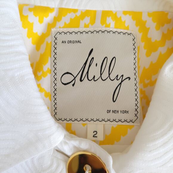 Milly of New York White Skirt Suit Mod 60s Retro Bridal Gold Chain Women 2/4 - Picture 11 of 16